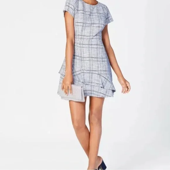 Speechless Blue and White Textured Dress - Picture 1 of 12